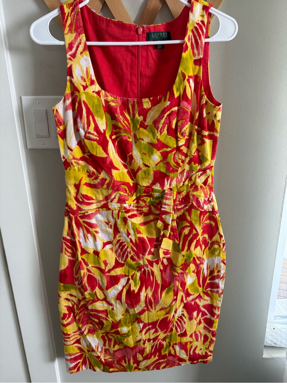 Ralph Lauren Red, Yellow & White Floral Sleeveless Mini Dress